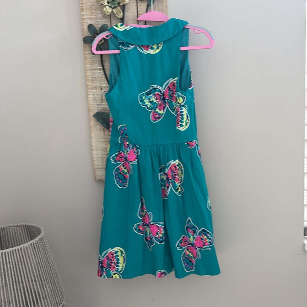 Lilly Pulitzer Teal Butterfly Print Dress size 2 pre owned Used - Picture 8 of 10